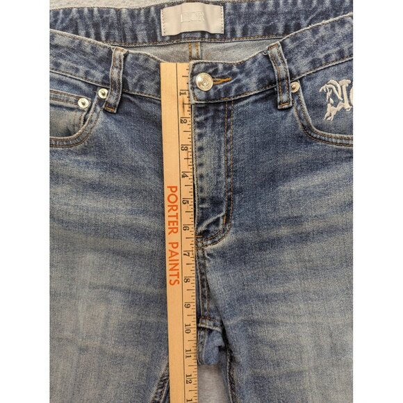Dior Jeans Mens 31 Blue Distressed Slim Fit Embroidered Logo Denim Designer - Picture 7 of 16